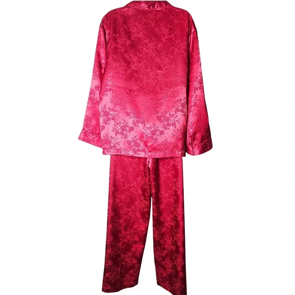 Victoria's Secret‎ Pajama Set Womens S Raspberry Satin Romantic Lounge 2pc Y2K